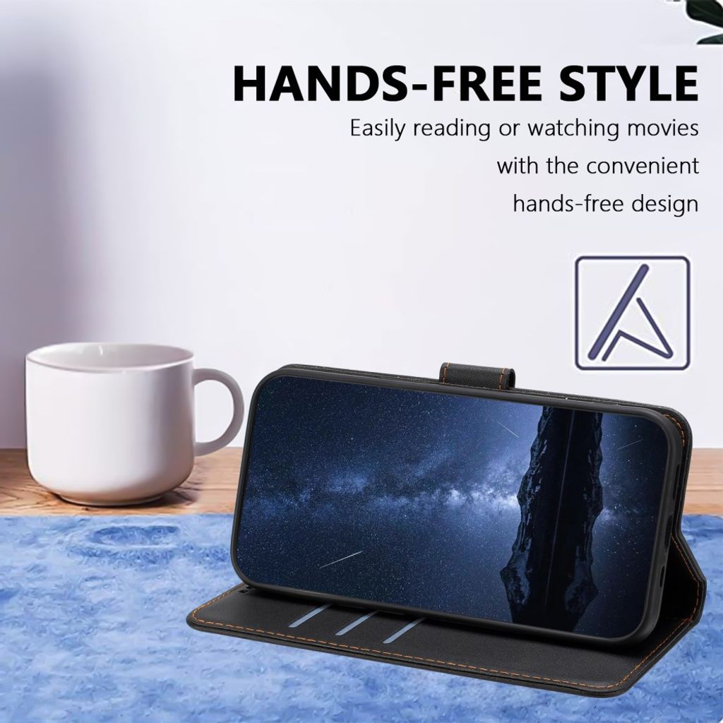 Svart plånboksfodral i PU-läder med avtagbar rem till iPhone 18 Pro/17 Pro, bild 3