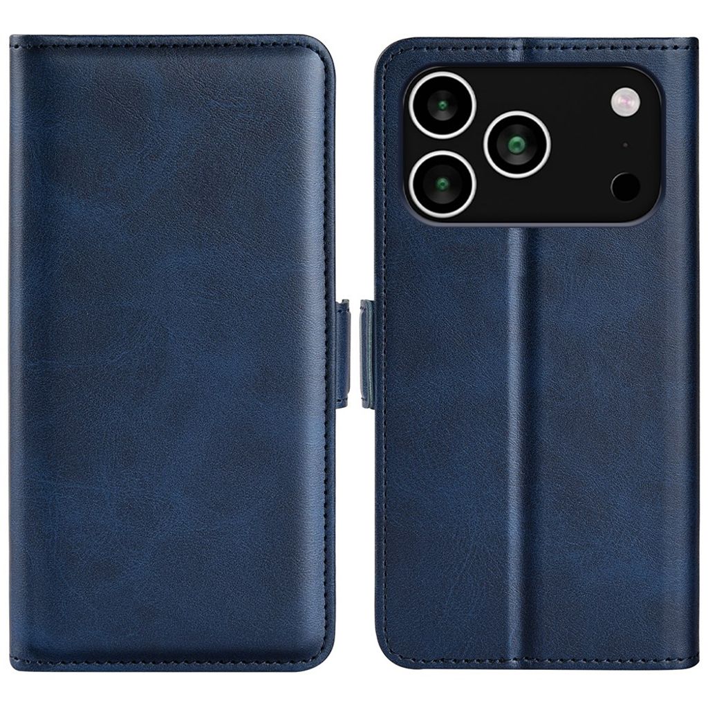 Blått plånboksfodral med dubbla magnetlås till iPhone 18 Pro och 17 Pro