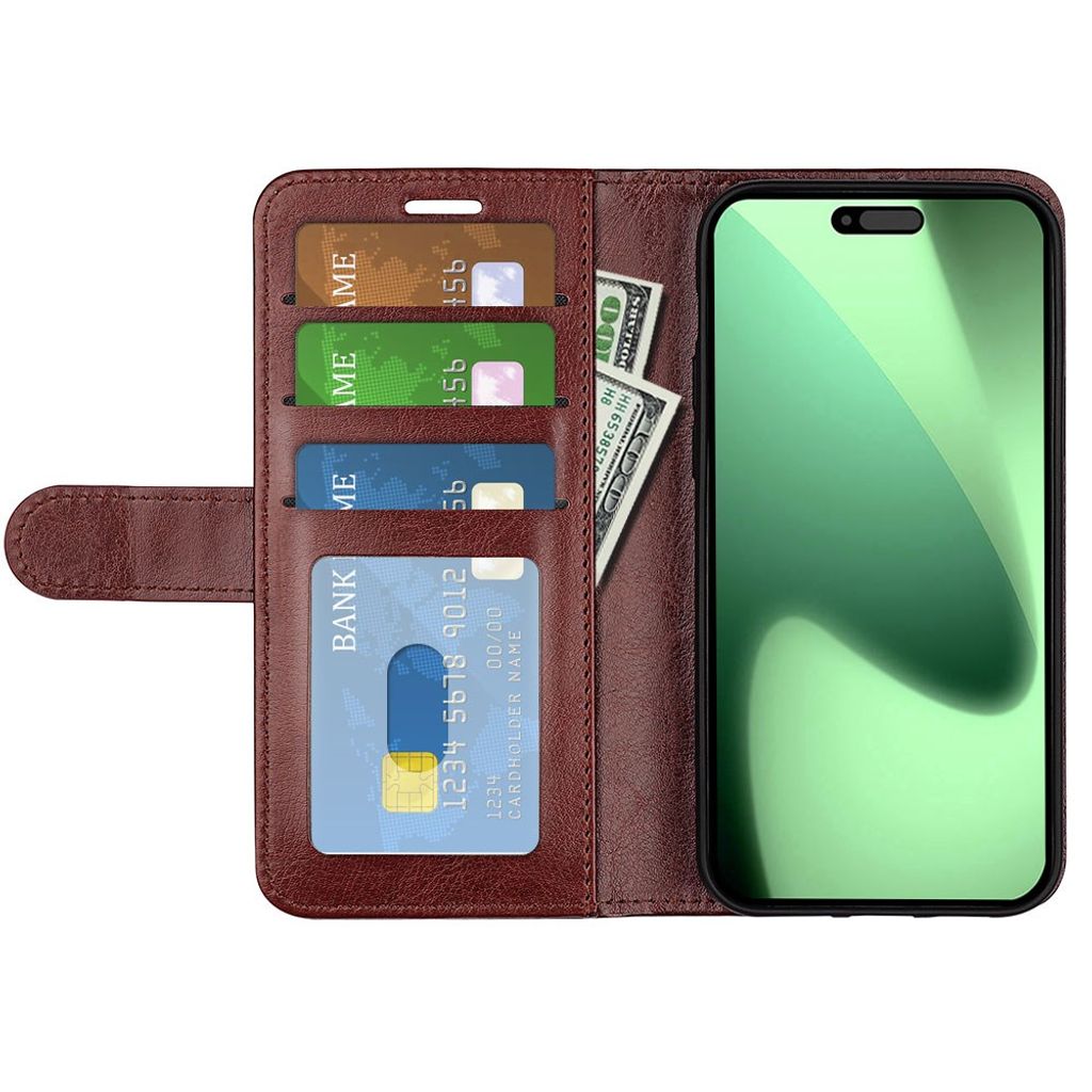 Brunt plånboksfodral i PU-läder med justerbart stativ till iPhone 18 Pro/17 Pro, bild 4