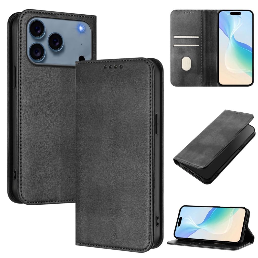 Svart retroplånbok med RFID-skydd till iPhone 18 Pro och 17 Pro, bild 2