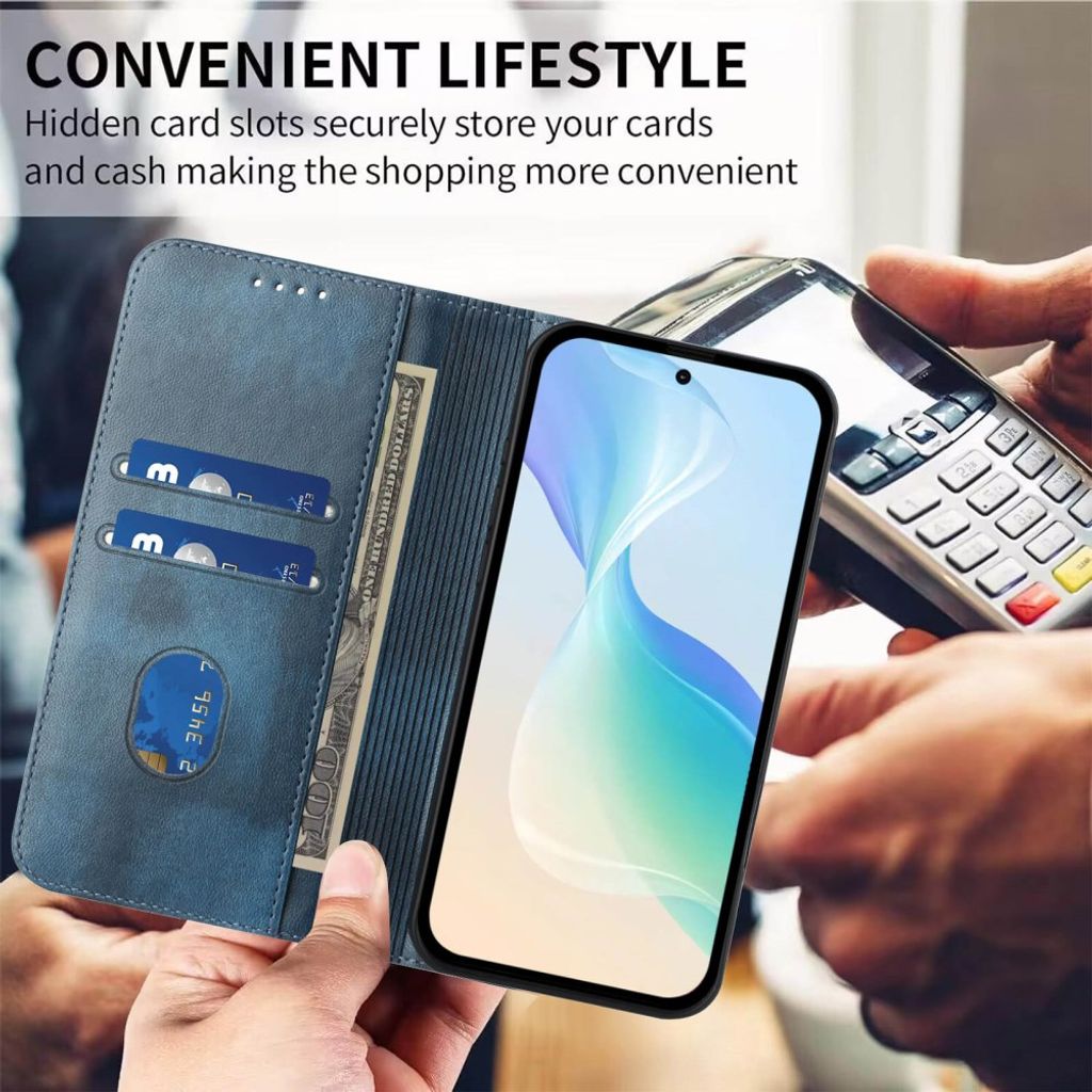 Blå retroplånbok med RFID-skydd till iPhone 18 Pro och 17 Pro, bild 9