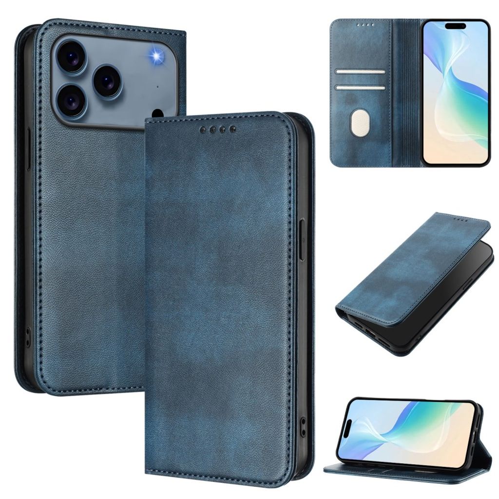 Blå retroplånbok med RFID-skydd till iPhone 18 Pro och 17 Pro, bild 2