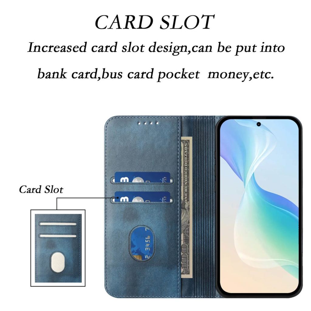 Blå retroplånbok med RFID-skydd till iPhone 18 Pro och 17 Pro, bild 6