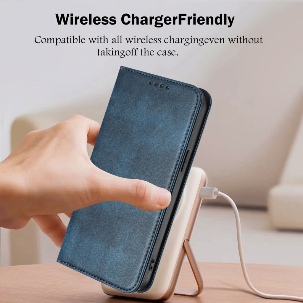 Blå retroplånbok med RFID-skydd till iPhone 18 Pro och 17 Pro, bild 8