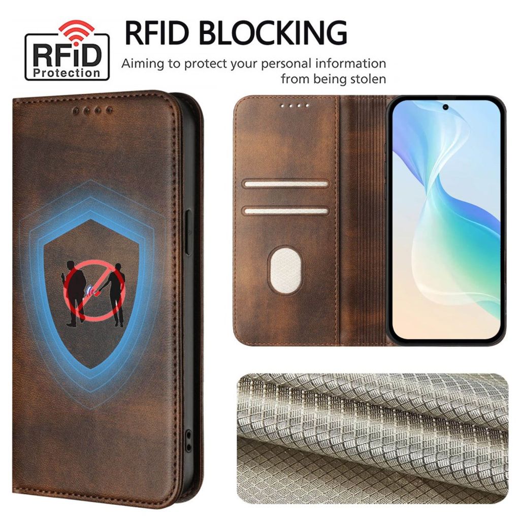 Brun retroplånbok med RFID-skydd till iPhone 18 Pro och 17 Pro, bild 5