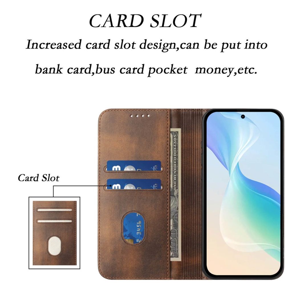 Brun retroplånbok med RFID-skydd till iPhone 18 Pro och 17 Pro, bild 6