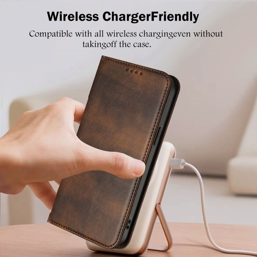 Brun retroplånbok med RFID-skydd till iPhone 18 Pro och 17 Pro, bild 8