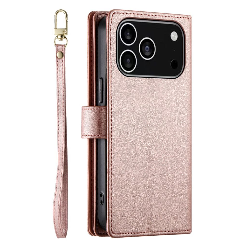 Roséguld plånboksfodral med dragkedja och axelrem till iPhone 18 Pro/17 Pro, bild 12