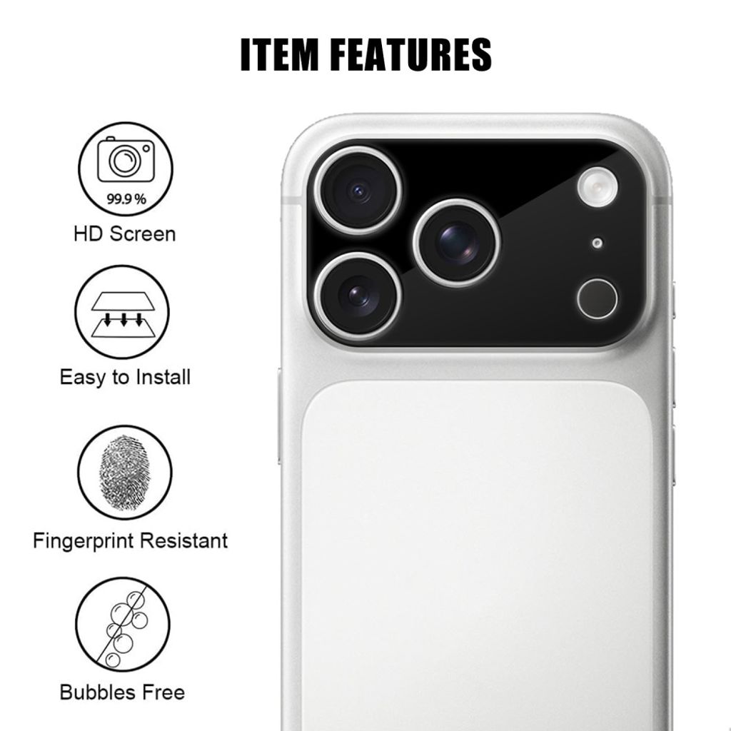 Svart kameraskydd i 9H-glas till iPhone 18 Pro, bild 2