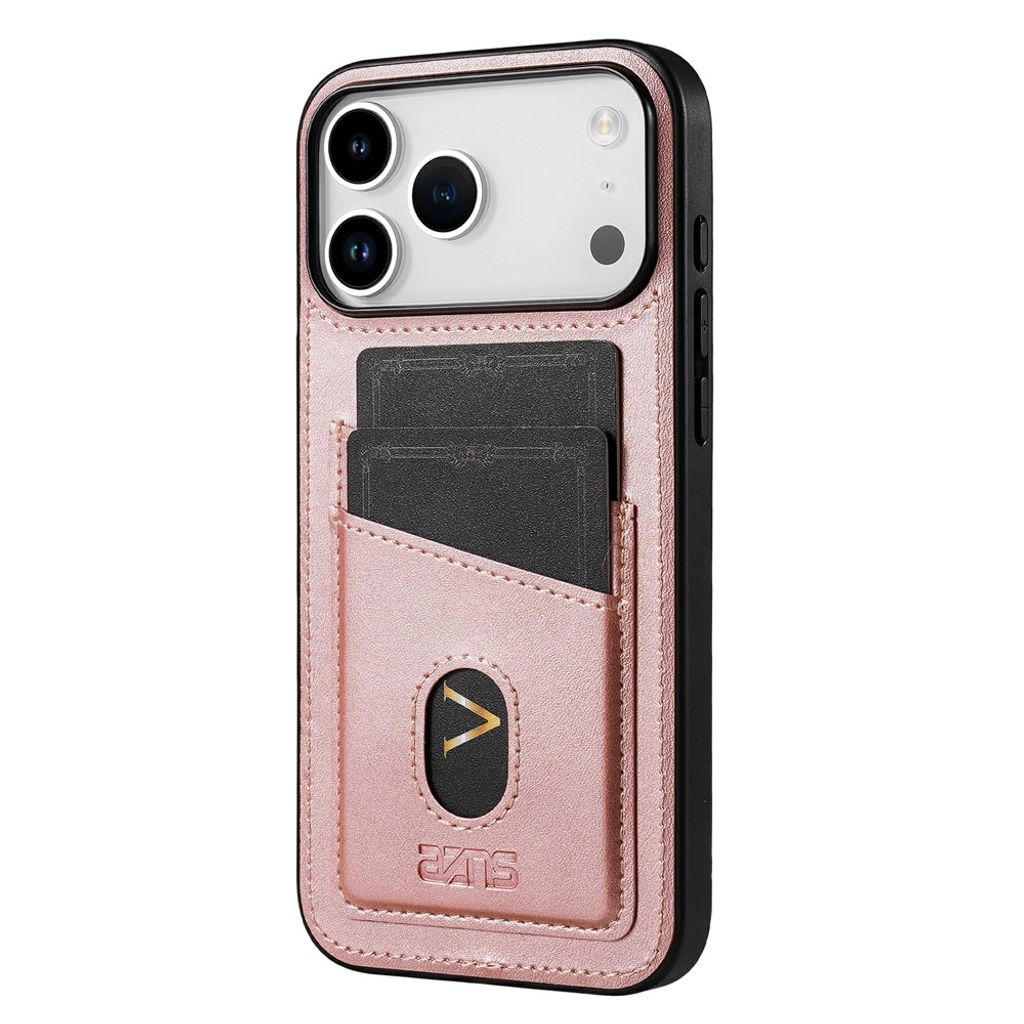 Roséguldfärgat skal i PU-läder med kortfack till iPhone 18 Pro, bild 2