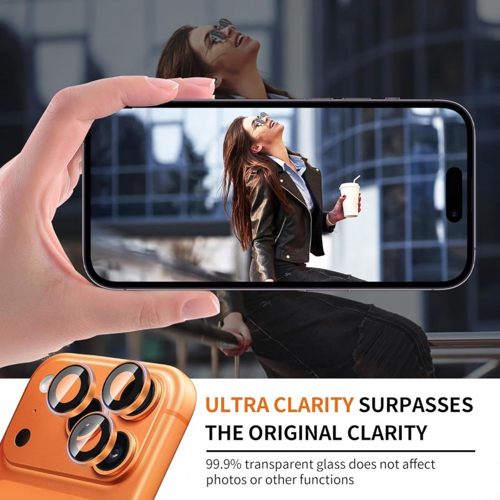 Orange kameraskydd med metallring till iPhone 18 Pro, bild 3