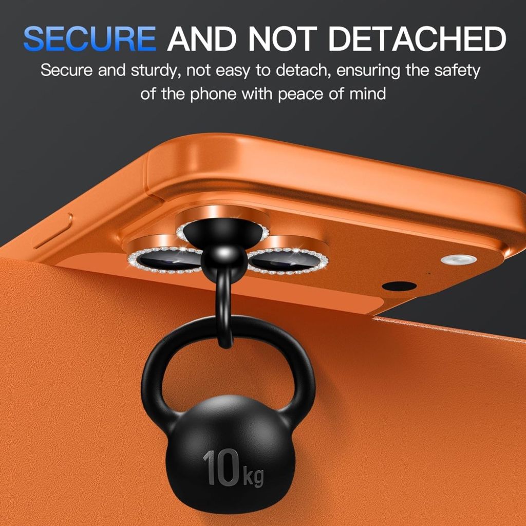 Orange kameraskydd med strassring till iPhone 18 Pro, bild 4