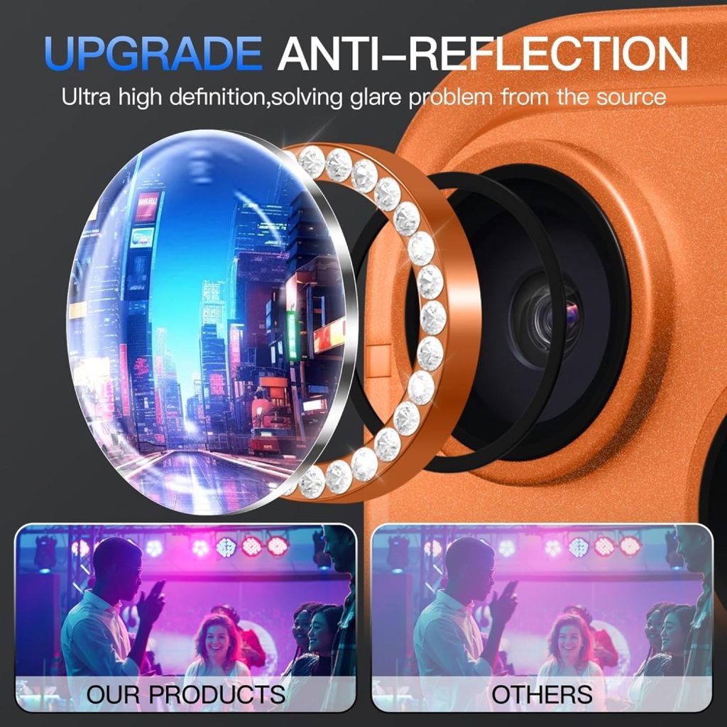 Orange kameraskydd med strassring till iPhone 18 Pro, bild 5