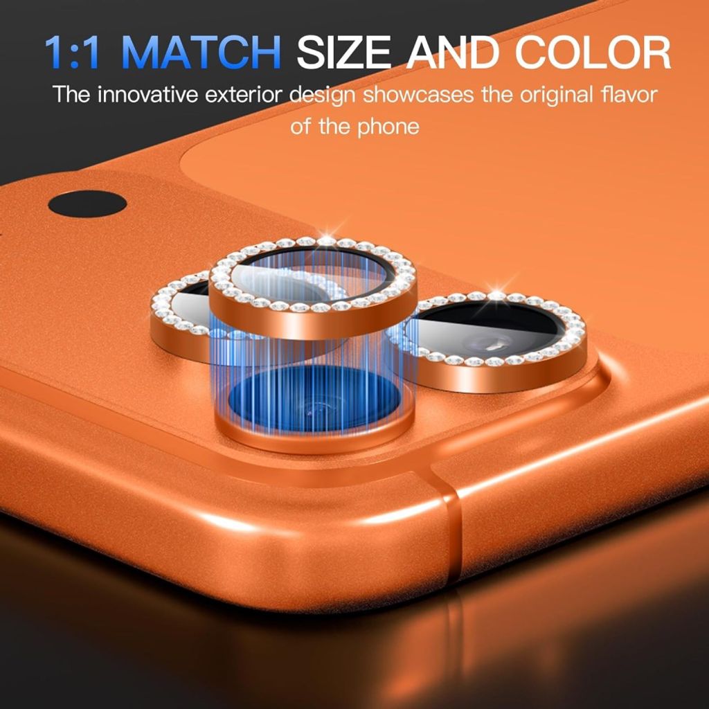 Orange kameraskydd med strassring till iPhone 18 Pro, bild 6