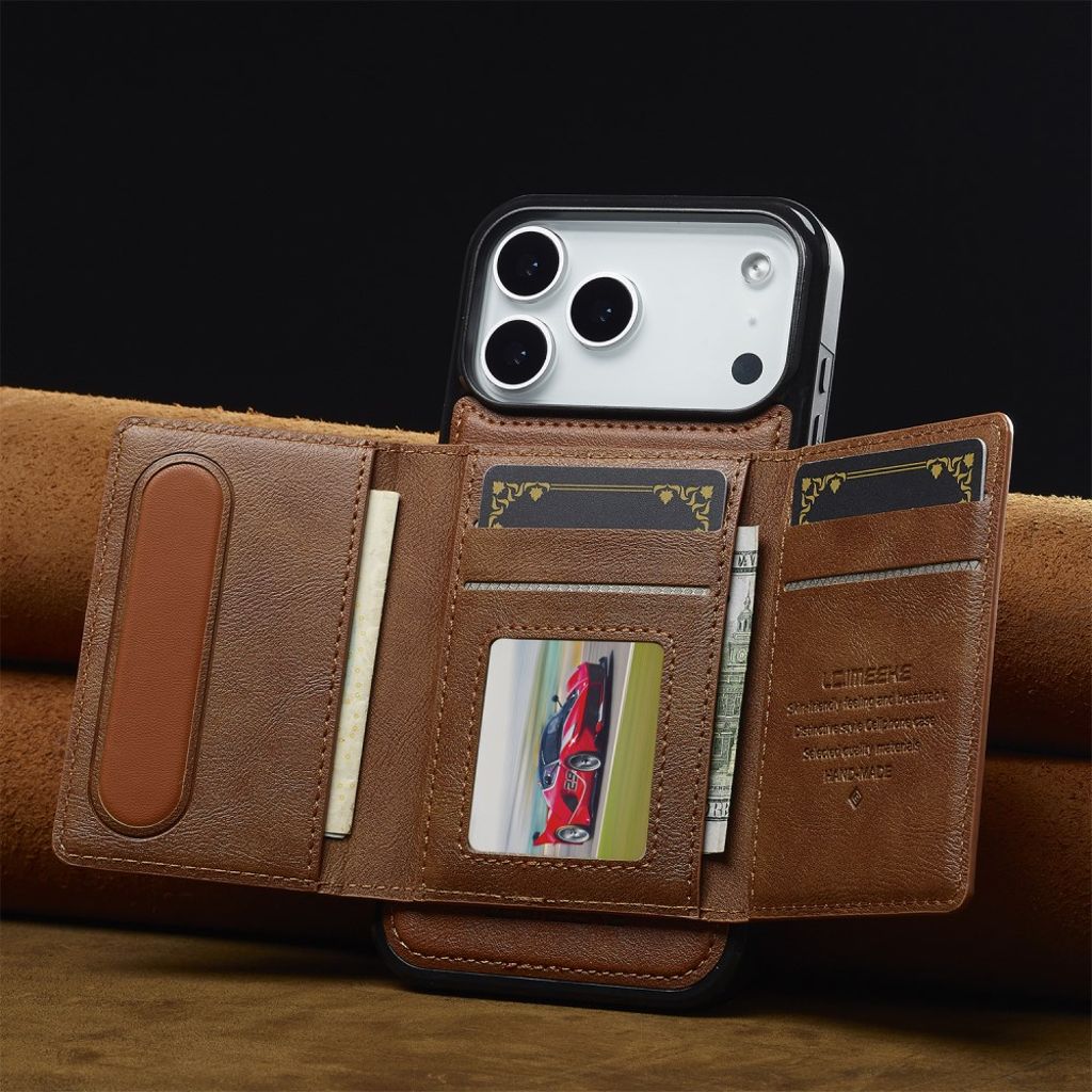 Brunt MagSafe-skal i läder med avtagbar plånbok till iPhone 18 Pro och 17 Pro, bild 2