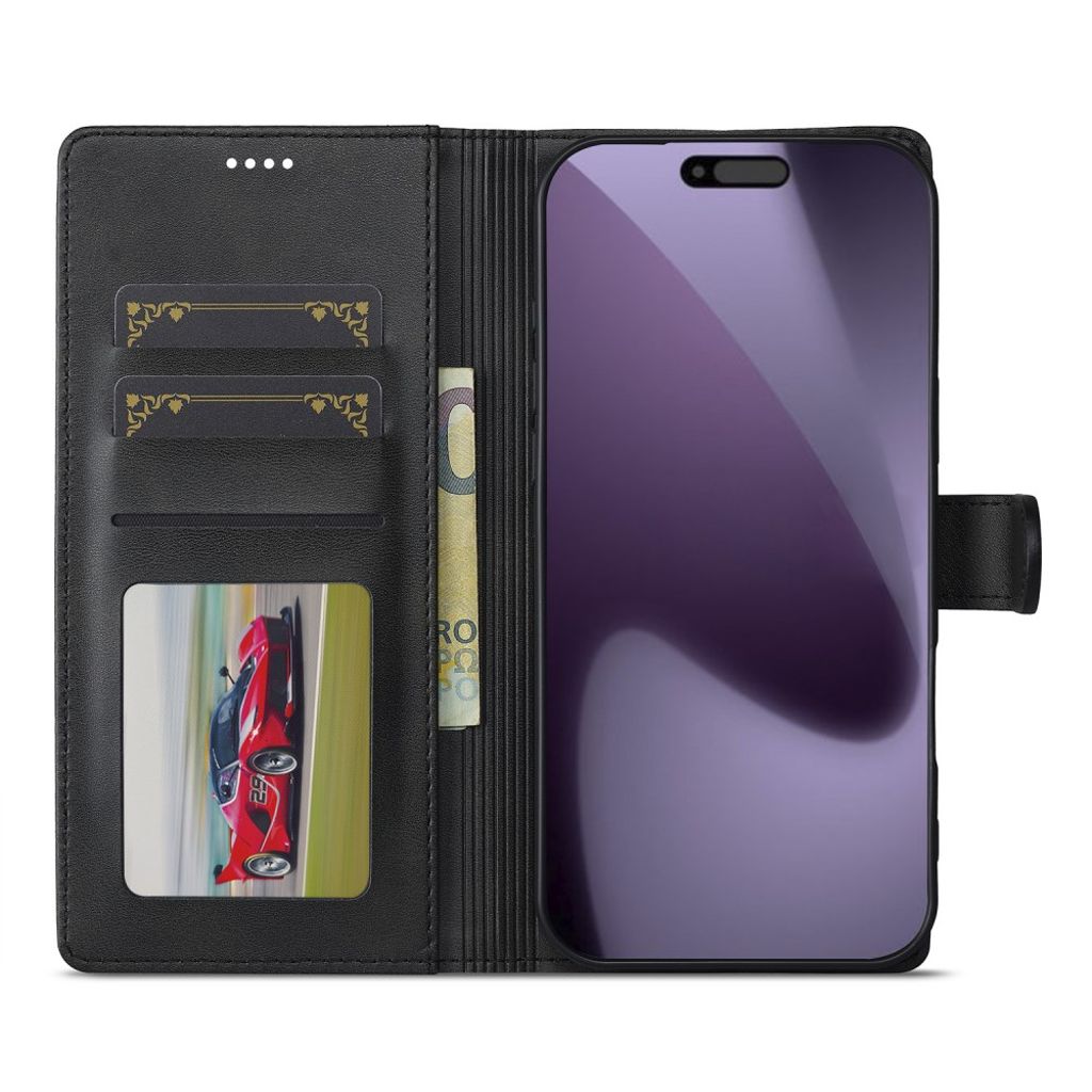 Svart plånboksfodral i PU-läder till iPhone 18 Pro och 17 Pro, bild 2