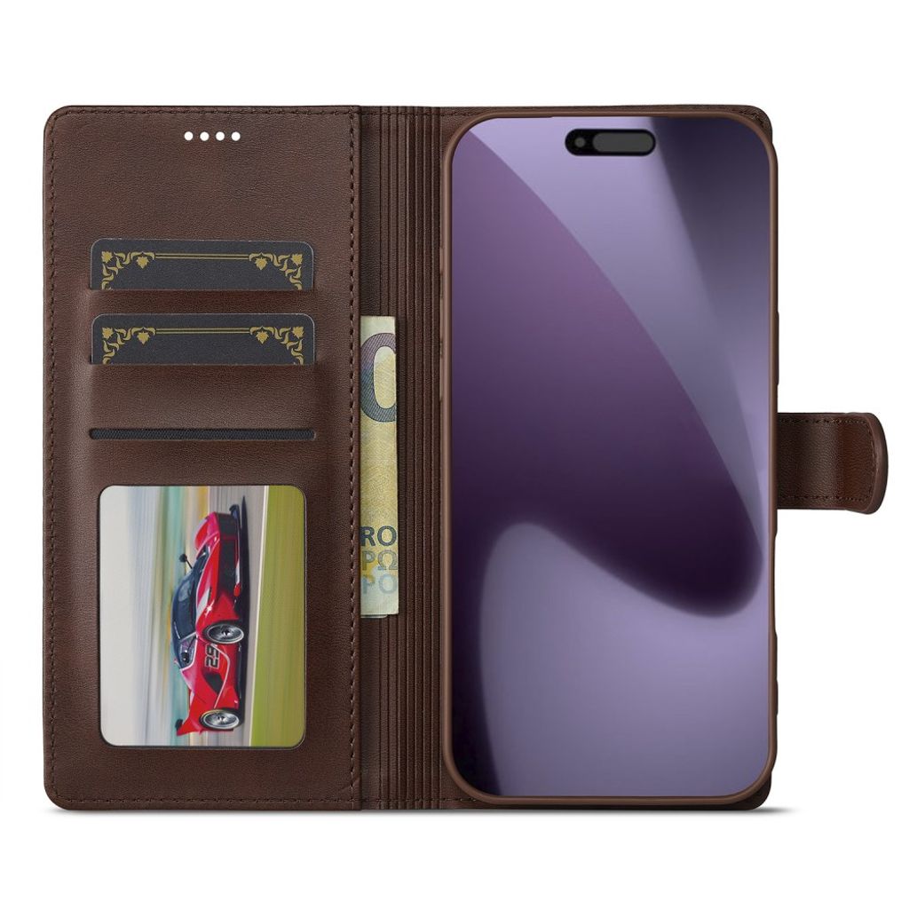 Brunt plånboksfodral i PU-läder med ställ till iPhone 18 Pro och 17 Pro, bild 2