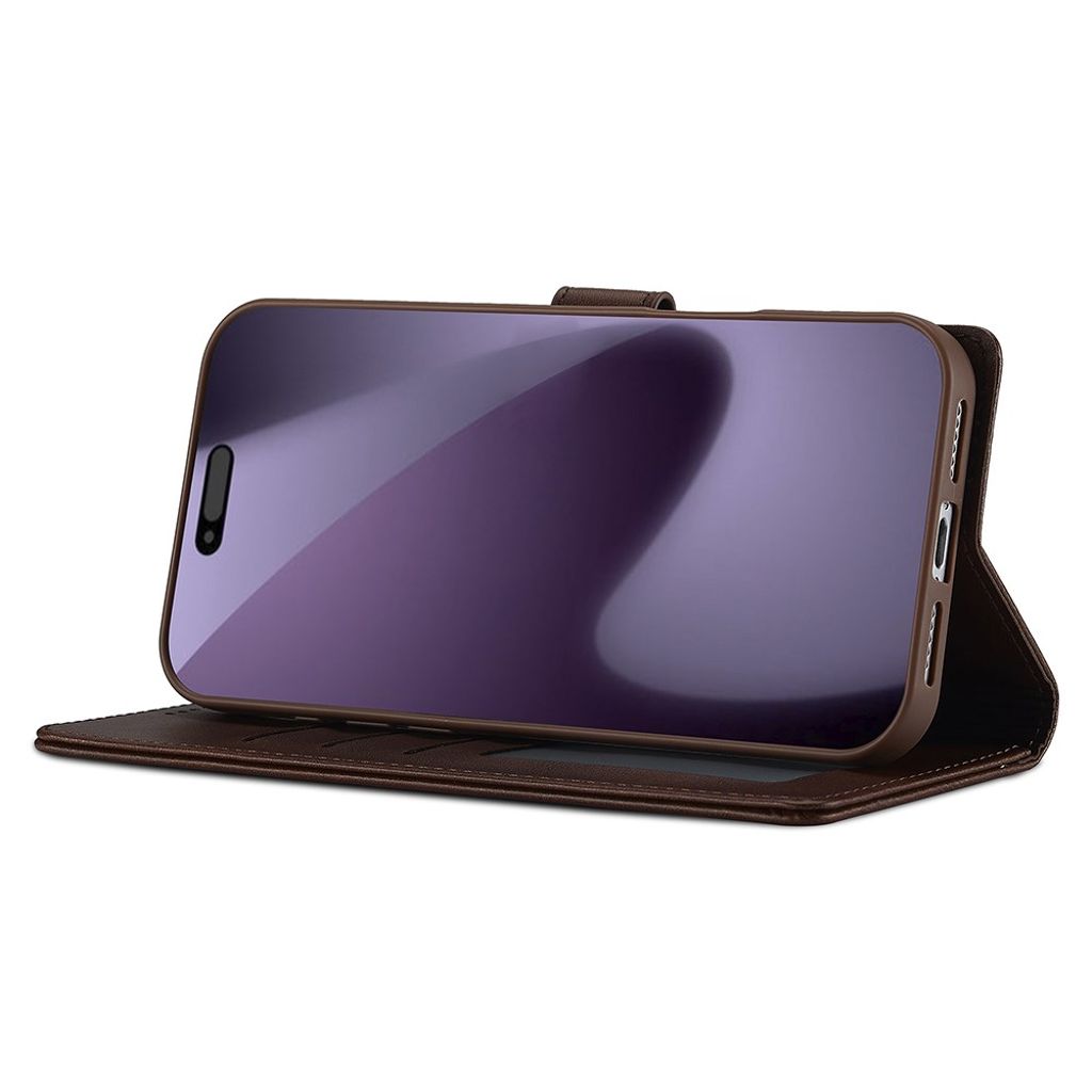 Brunt plånboksfodral i PU-läder med ställ till iPhone 18 Pro och 17 Pro, bild 3