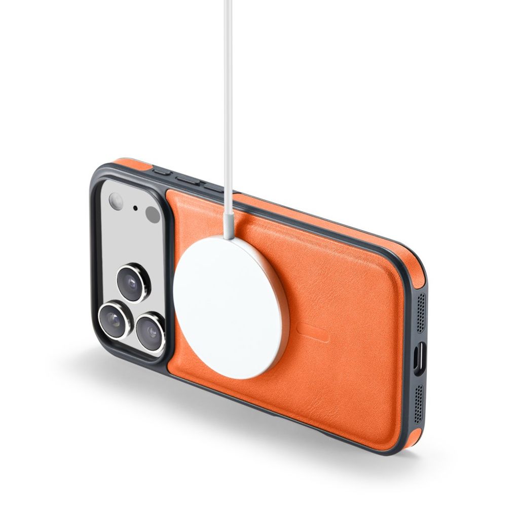 Orange MagSafe-skal i PU-läder till iPhone 18 Pro och 17 Pro, bild 4