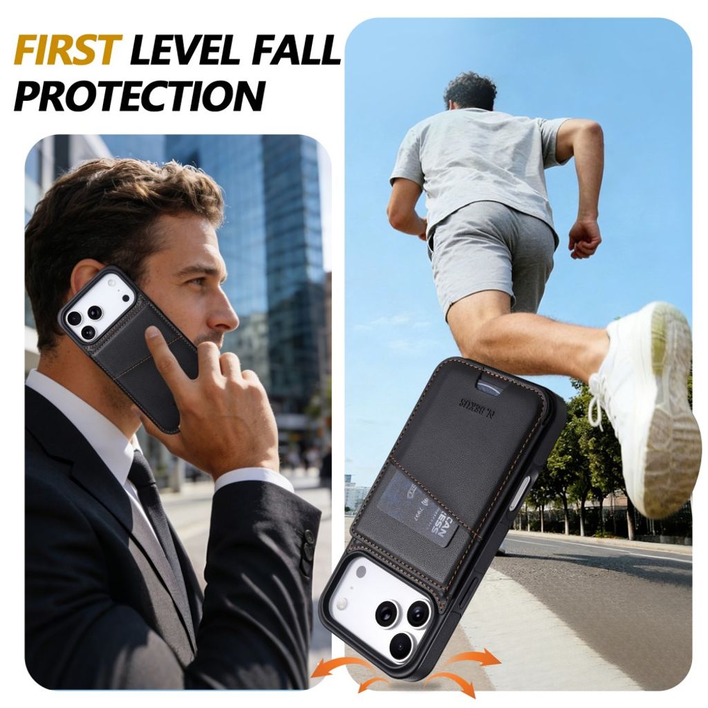 Svart plånboksskal med RFID-skydd och ställ till iPhone 18 Pro och 17 Pro, bild 6
