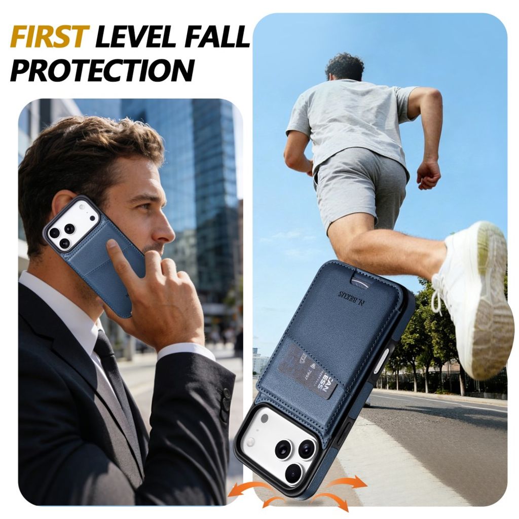Blått plånboksskal med RFID-skydd och ställ till iPhone 18 Pro och 17 Pro, bild 6