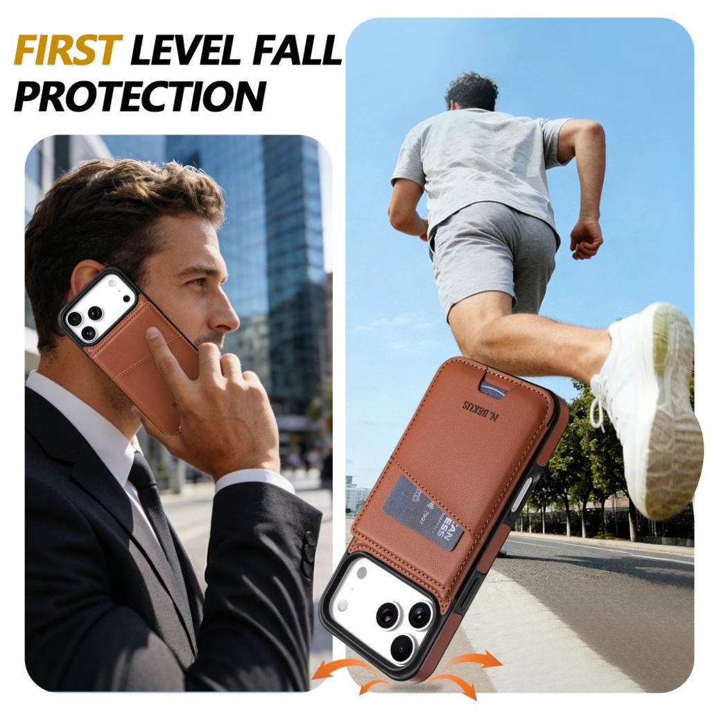 Brunt plånboksskal med RFID-skydd och ställ till iPhone 18 Pro och 17 Pro, bild 6