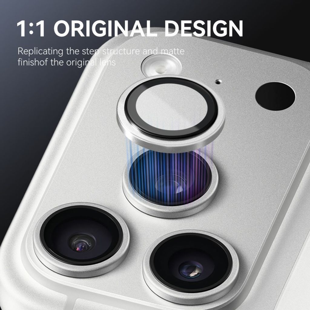 Silverfärgat kameraskydd med metallring till iPhone 18 Pro och 18 Pro Max, bild 2