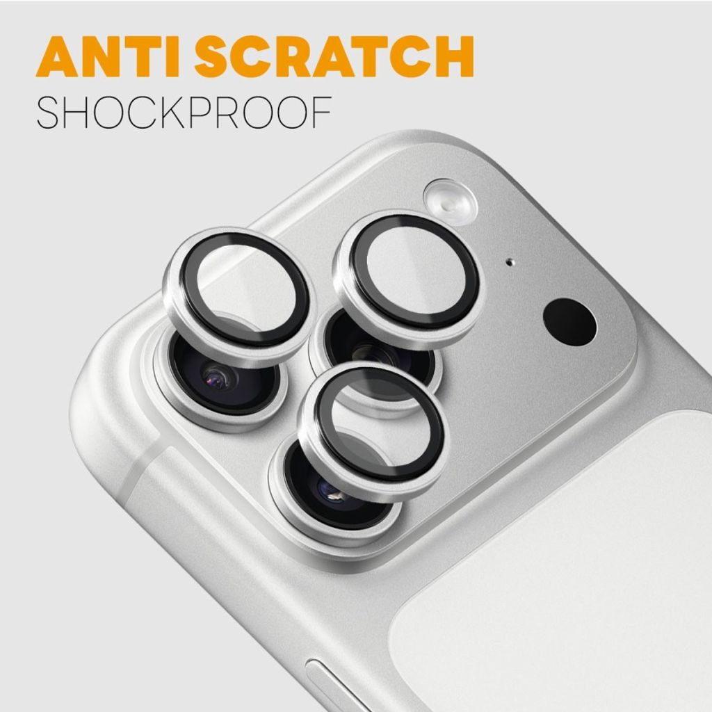 Silverfärgat kameraskydd med metallring till iPhone 18 Pro och 18 Pro Max, bild 3