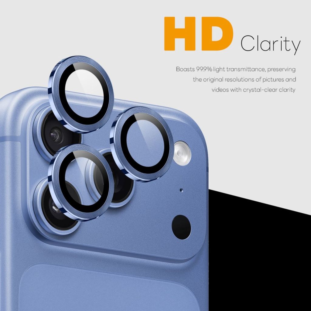 Blått kameraskydd i aluminium och härdat glas till iPhone 18 Pro och 18 Pro Max