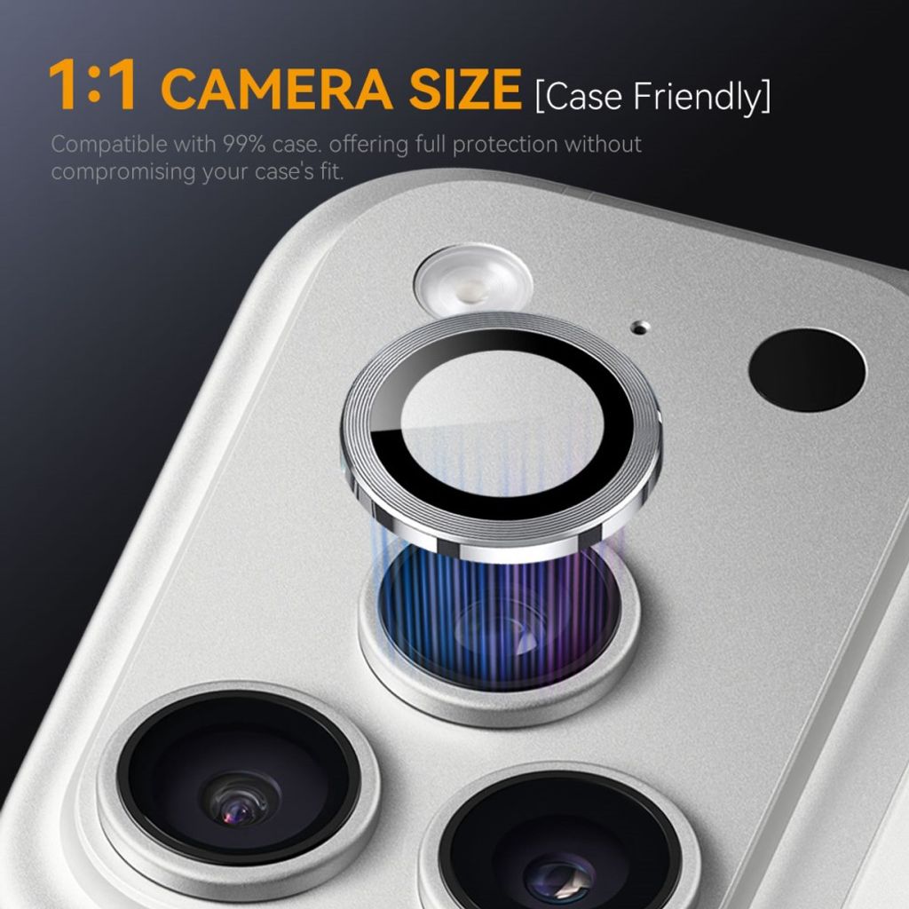 Silverfärgat kameraskydd i aluminium och härdat glas till iPhone 18 Pro och 18 Pro Max, bild 2