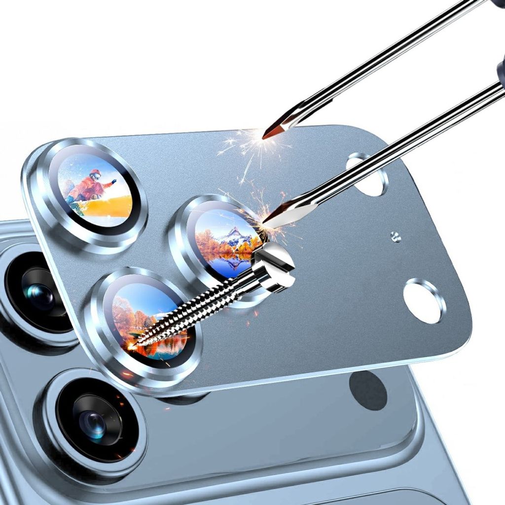 Ljusblått kameraskydd med aluminiumram till iPhone 18 Pro, bild 4