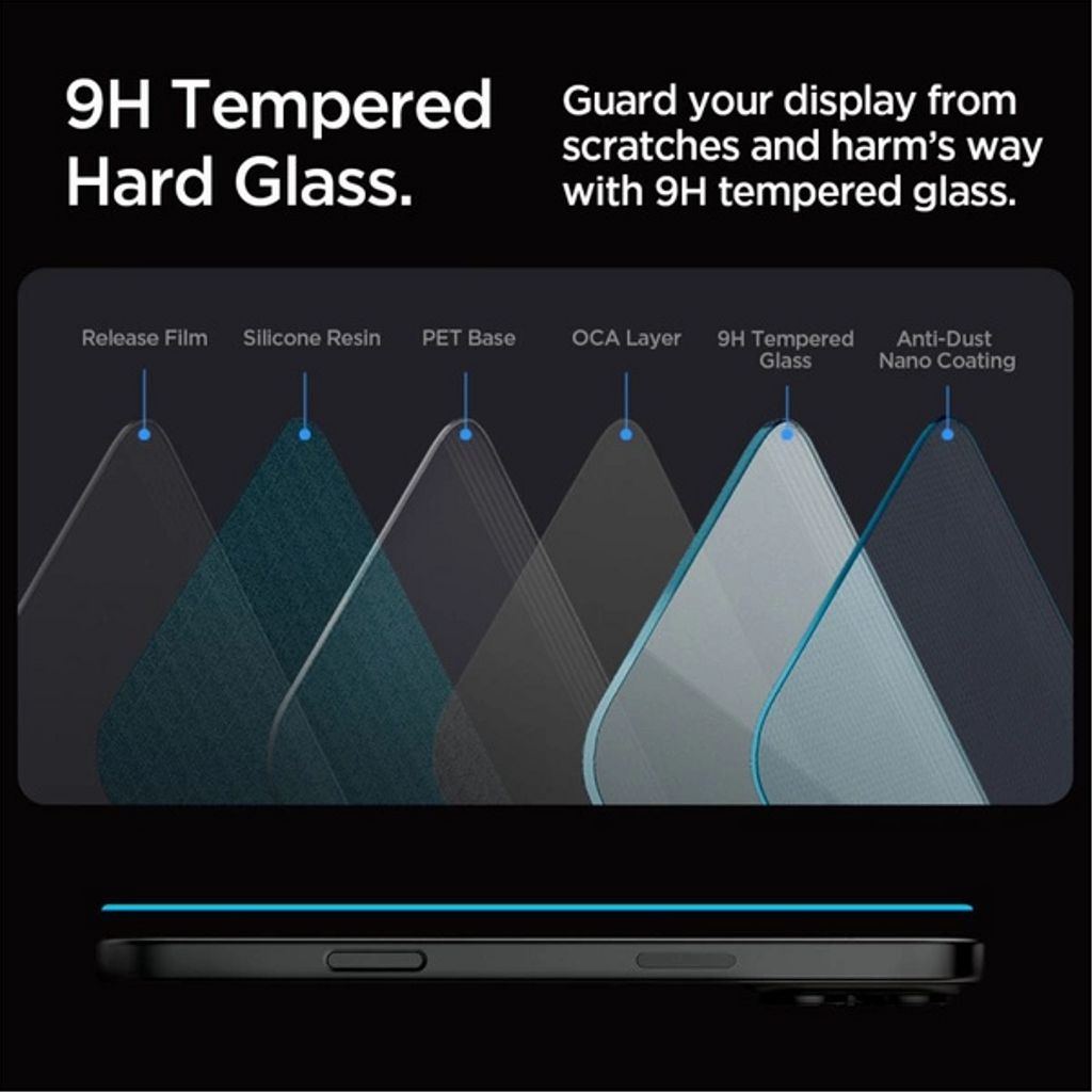 Spigen Glas.tR EZ Fit skärmskydd 2-pack till iPhone 18 Pro, 17 Pro, 17 och 16 Pro, bild 4