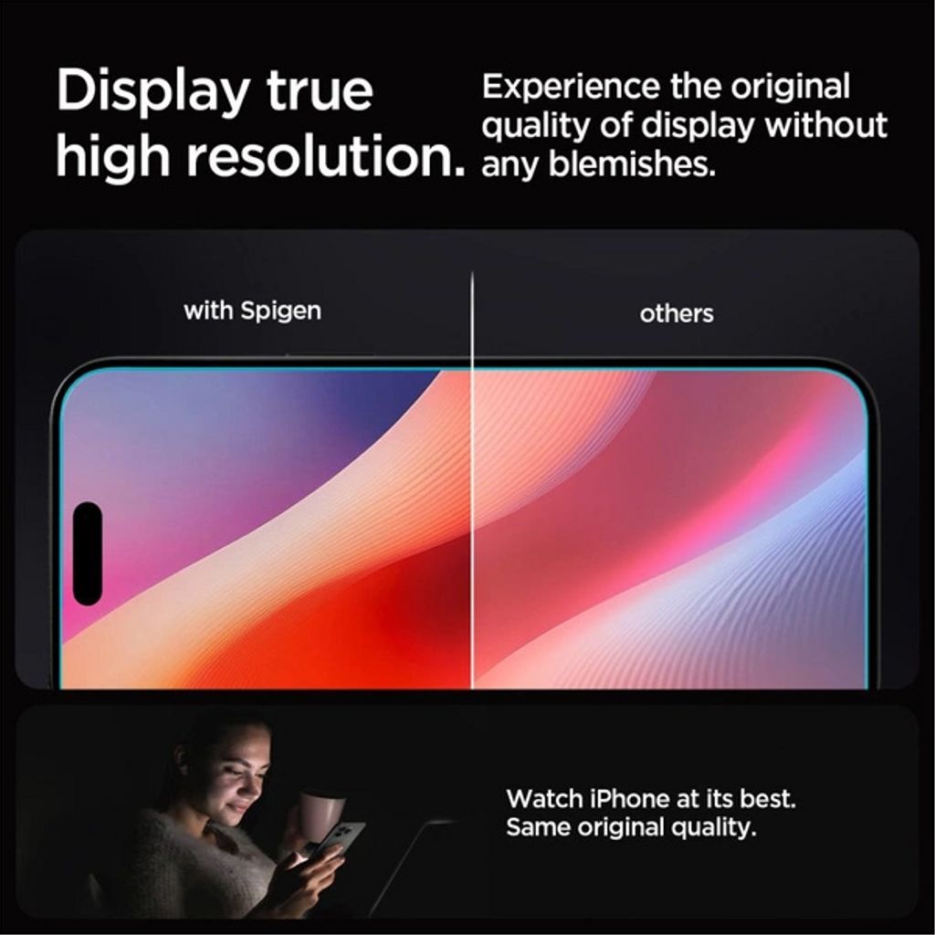 Spigen Glas.tR EZ Fit skärmskydd 2-pack till iPhone 18 Pro, 17 Pro, 17 och 16 Pro, bild 5