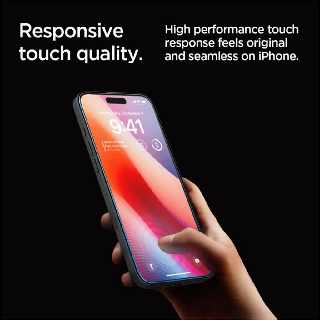 Spigen Glas.tR EZ Fit skärmskydd 2-pack till iPhone 18 Pro, 17 Pro, 17 och 16 Pro, bild 7
