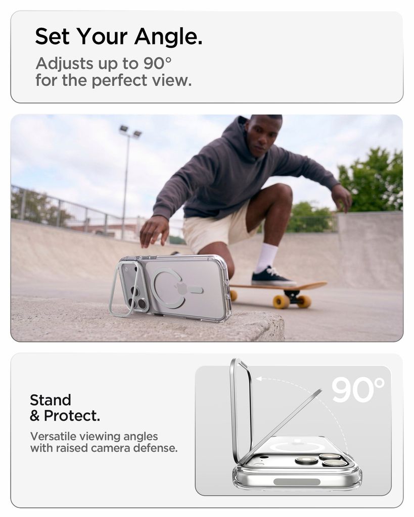 Spigen Ultra Hybrid Optik S MagFit skal med kamerastöd, silver, till iPhone 18 Pro och 17 Pro, bild 10