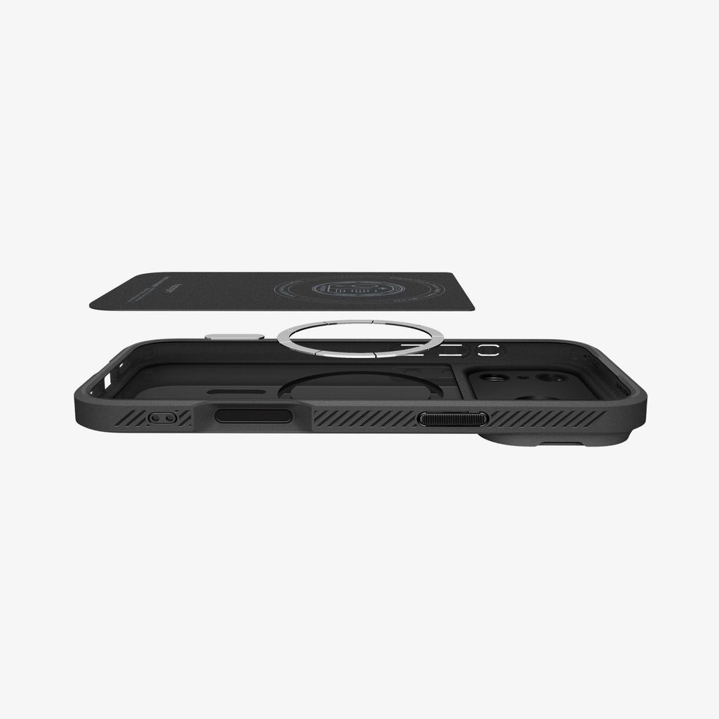 Spigen Optik Armor MagFit skal med kameraskydd och ställ, svart, till iPhone 18 Pro och 17 Pro, bild 3