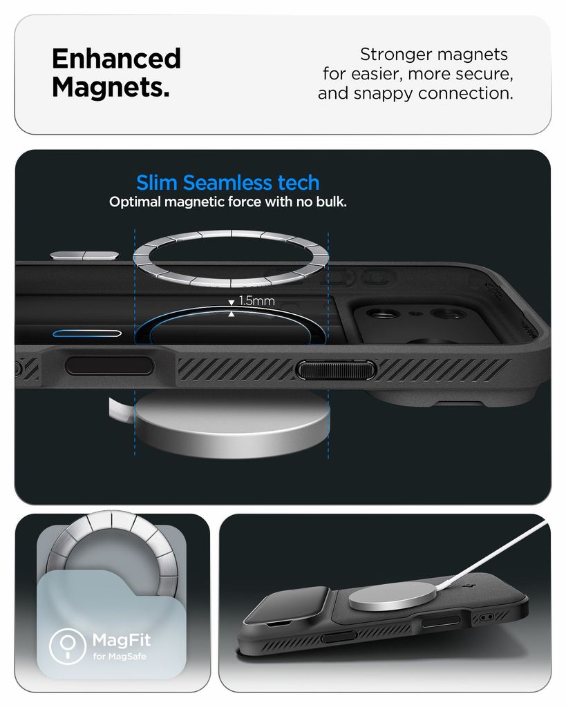 Spigen Optik Armor MagFit skal med kameraskydd och ställ, svart, till iPhone 18 Pro och 17 Pro, bild 5
