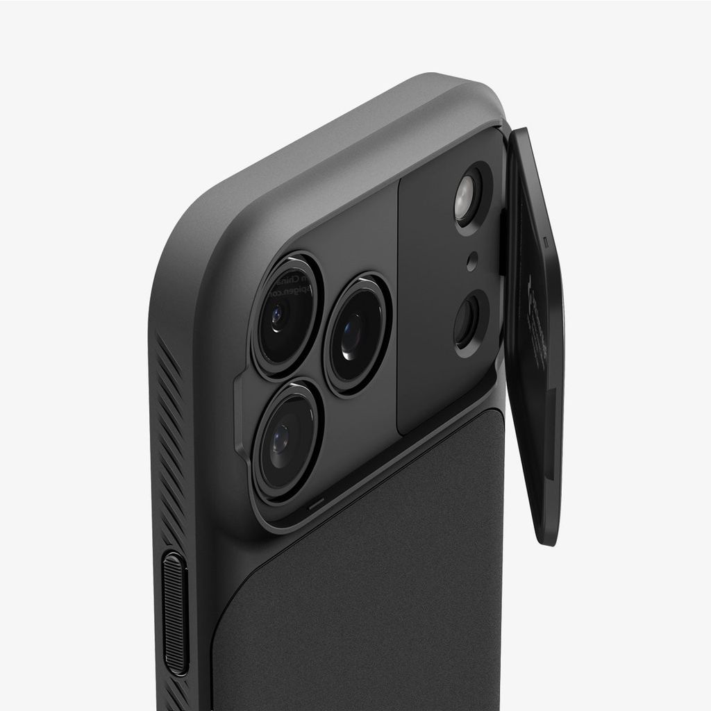 Spigen Optik Armor MagFit skal med kameraskydd och ställ, svart, till iPhone 18 Pro och 17 Pro, bild 8