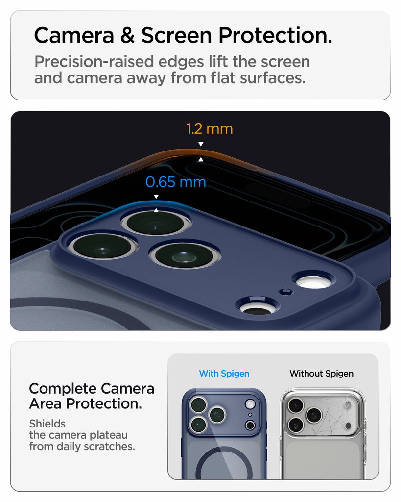 Spigen Ultra Hybrid MagFit skal, frostad djupblå, till iPhone 18 Pro och 17 Pro, bild 8