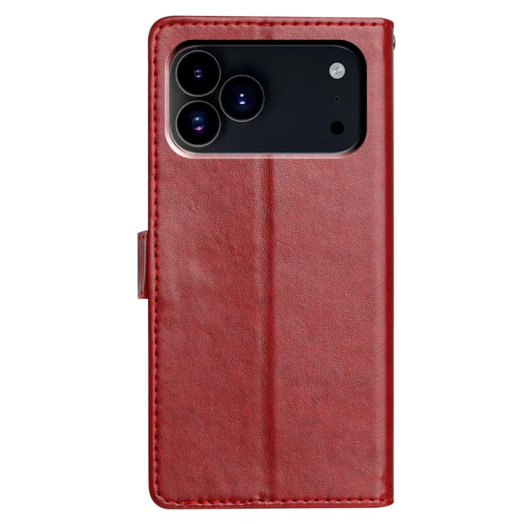 Plånboksfodral med ställ och avtagbar handledsrem, rött, till iPhone 18 Pro och 17 Pro, bild 8