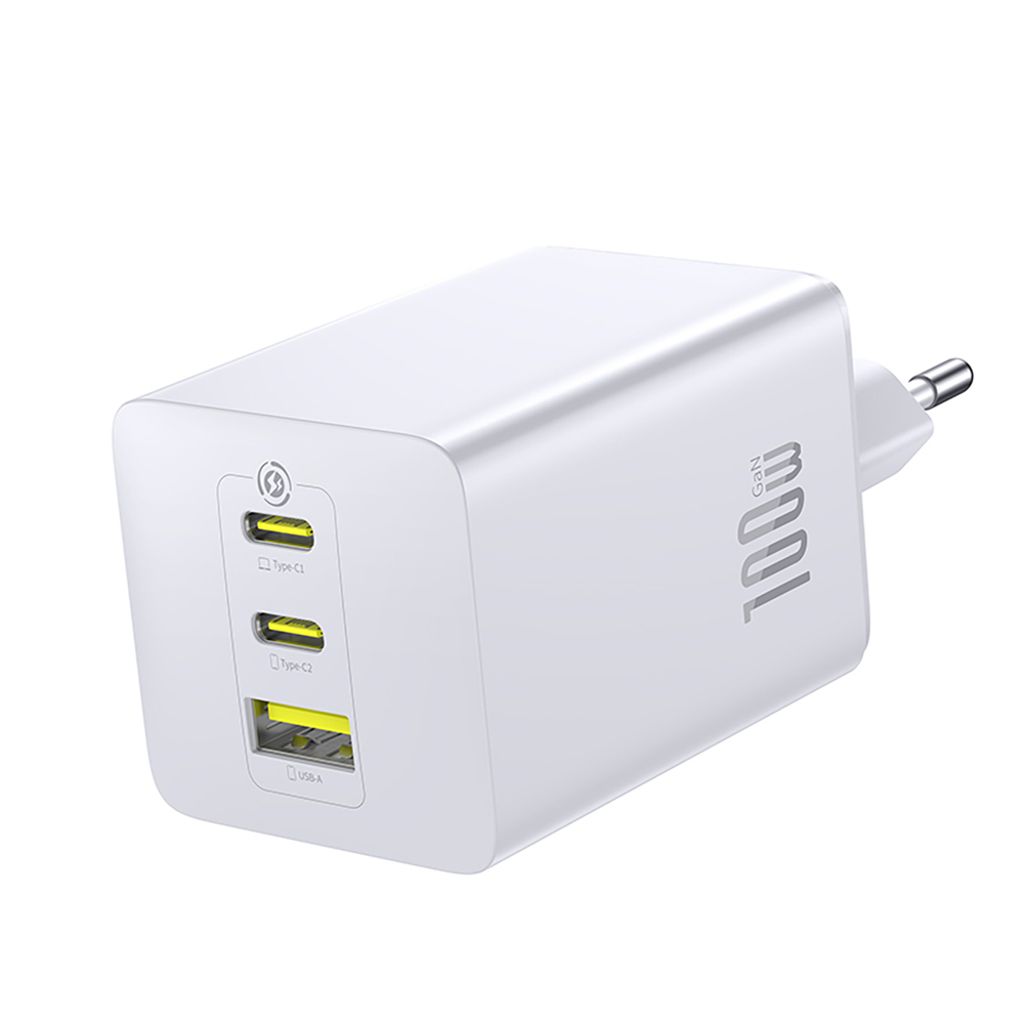 Baseus EnerFill FE11 laddare 100W, 2 USB-C och USB-A, vit, bild 3