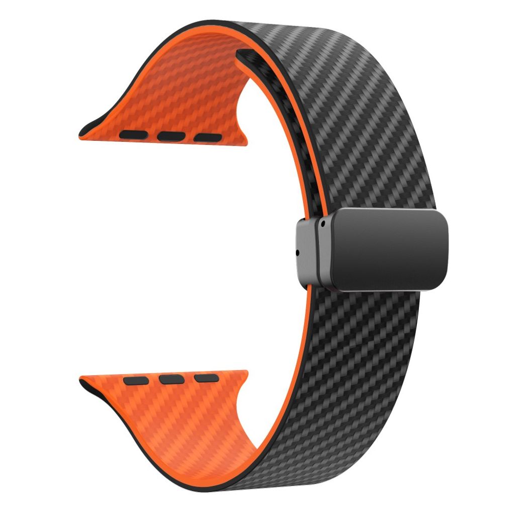 Apple Watch armband 42/44/45/46/49 mm, magnetlås, svart/orange, svart lås, bild 3