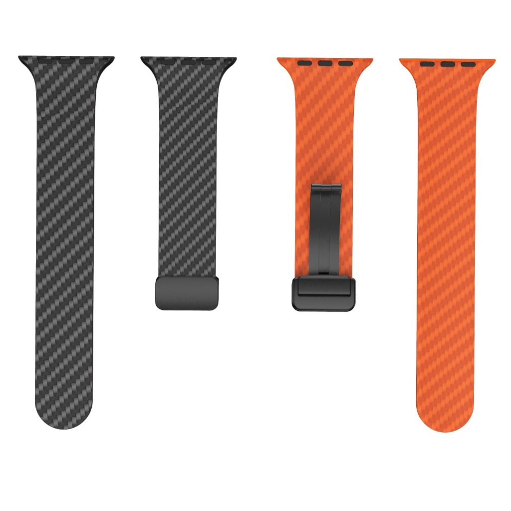 Apple Watch armband 42/44/45/46/49 mm, magnetlås, svart/orange, svart lås, bild 5