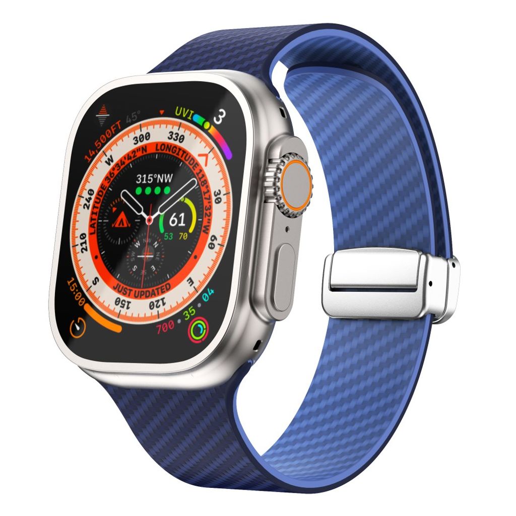 Apple Watch armband 42/44/45/46/49 mm, magnetlås, blå, silverlås, bild 2