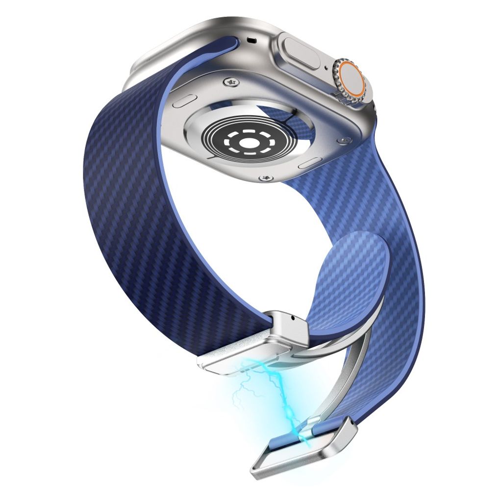 Apple Watch armband 42/44/45/46/49 mm, magnetlås, blå, silverlås, bild 4
