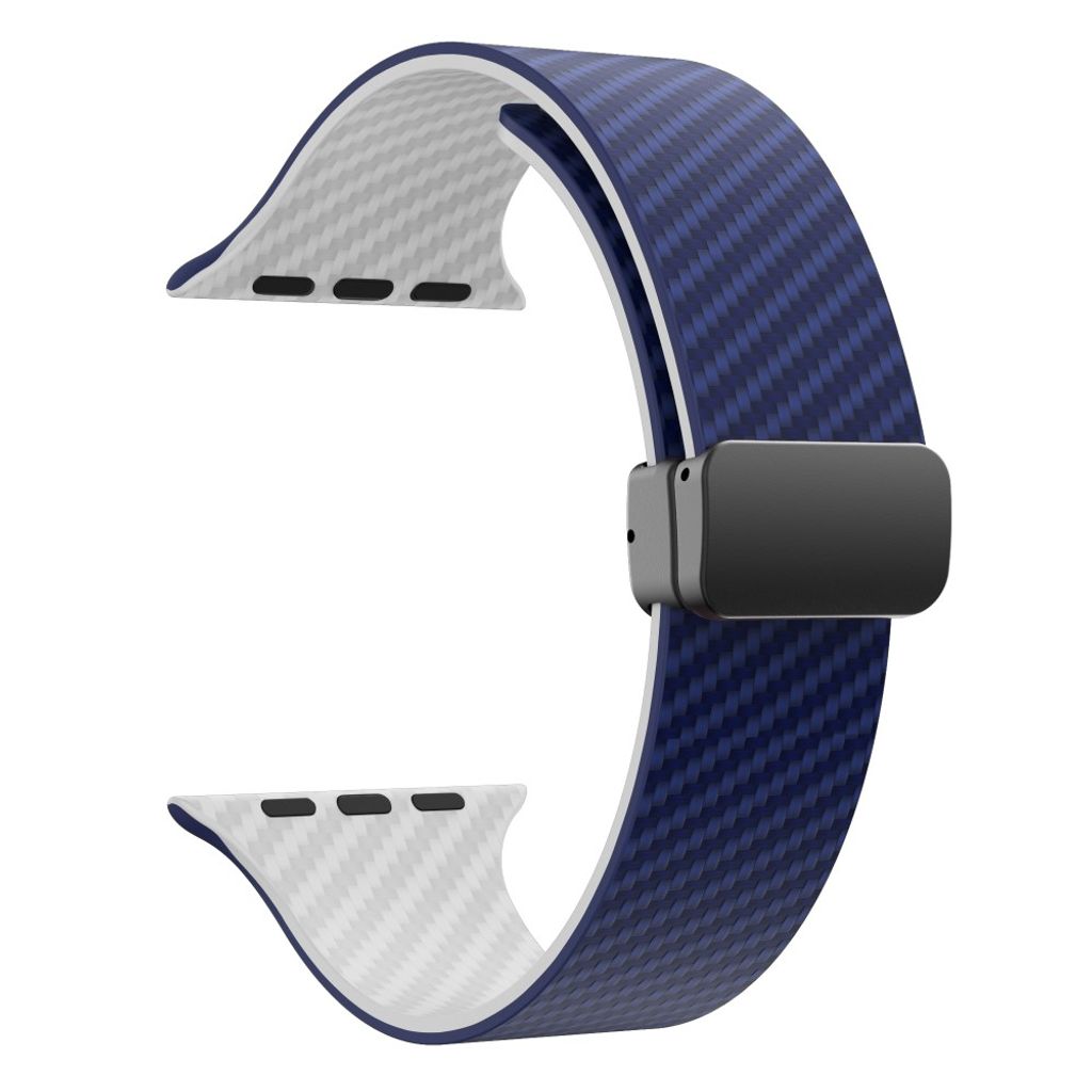 Apple Watch armband 42/44/45/46/49 mm, magnetlås, blå/vit, svart lås, bild 3