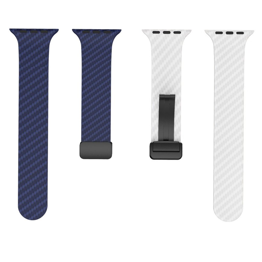 Apple Watch armband 42/44/45/46/49 mm, magnetlås, blå/vit, svart lås, bild 5