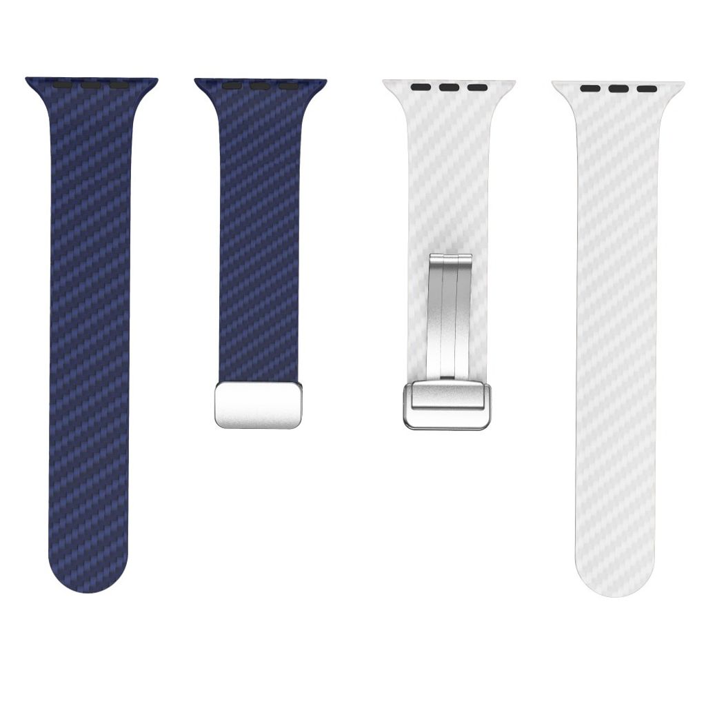 Apple Watch armband 42/44/45/46/49 mm, magnetlås, blå/vit, silverlås, bild 5