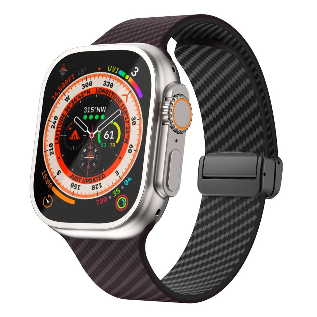 Apple Watch armband 42/44/45/46/49 mm, magnetlås, mörkbrun/svart, svart lås, bild 2