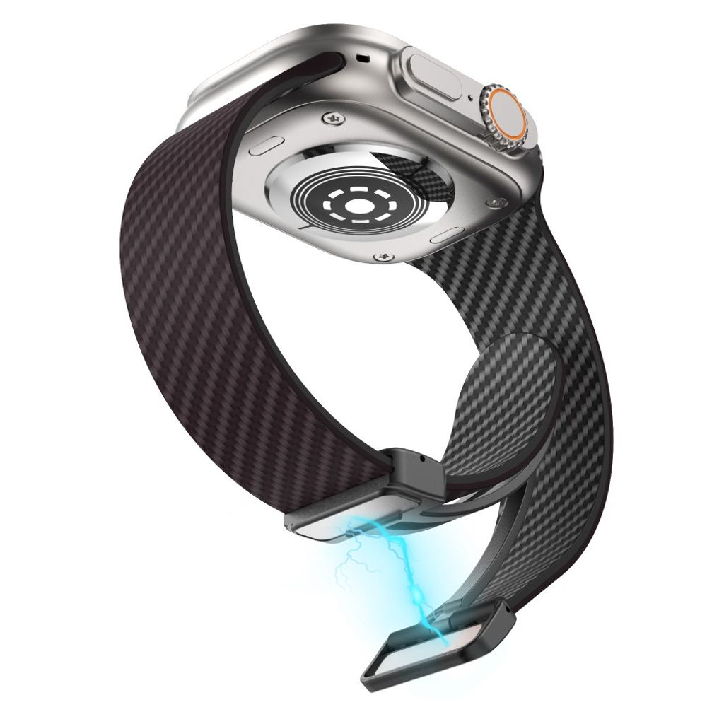 Apple Watch armband 42/44/45/46/49 mm, magnetlås, mörkbrun/svart, svart lås, bild 4